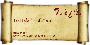 Tollár Éva névjegykártya